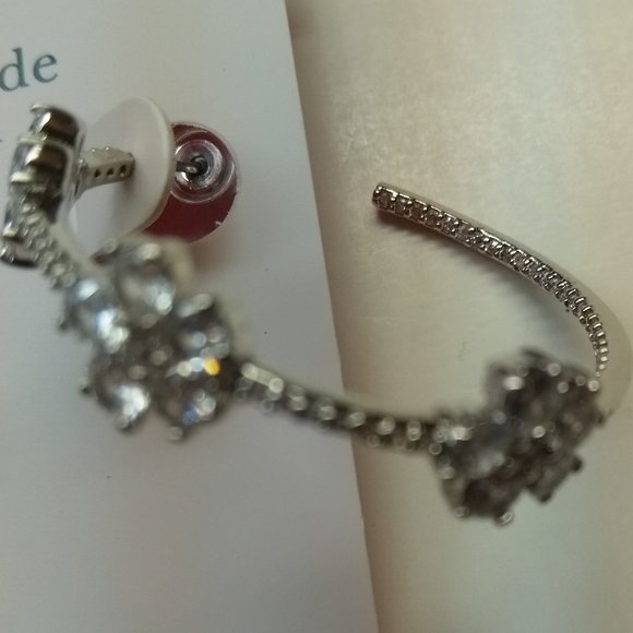 Kate Spade New Silver Flower Cubic Zirconia Hoop - Picture 2 of 3
